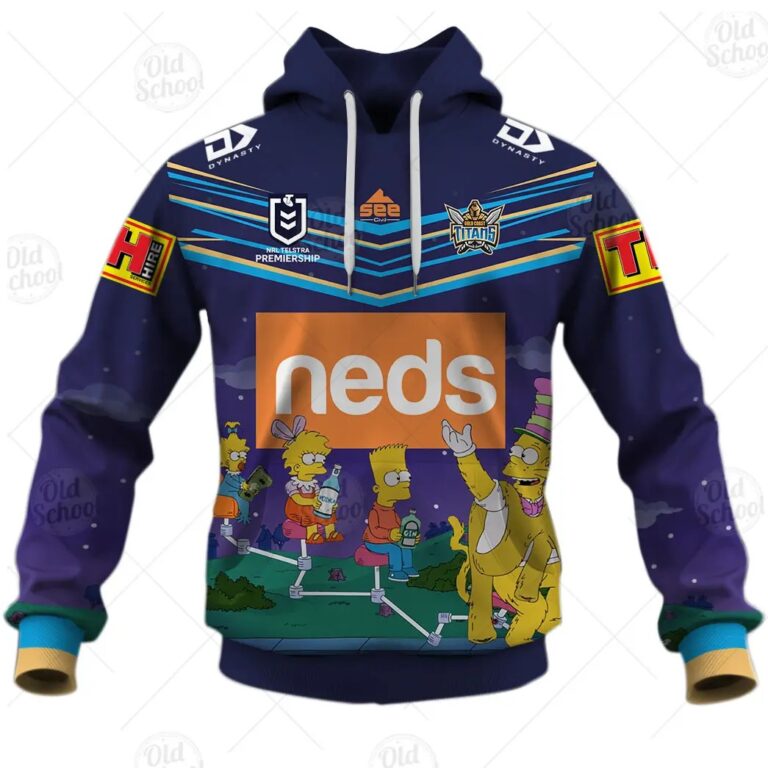 NRL Gold Coast Titans Custom Name Number x The Simpsons Halloween 2020 Pullover Hoodie