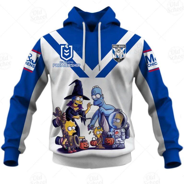 NRL Canterbury-Bankstown Bulldogs Custom Name Number x The Simpsons 2020 Halloween Pullover Hoodie