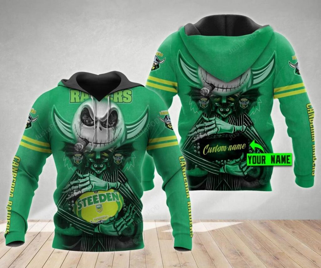 NRL Canberra Raiders Jack Skellington Custom Name Pullover Hoodie