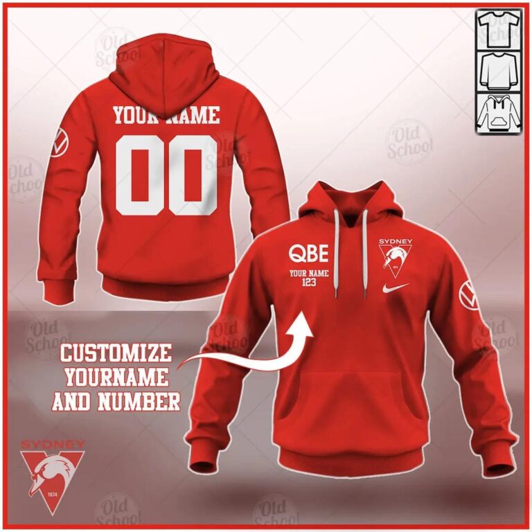 AFL Sydney Swans Custom Name Number 2021 Pullover Hoodie