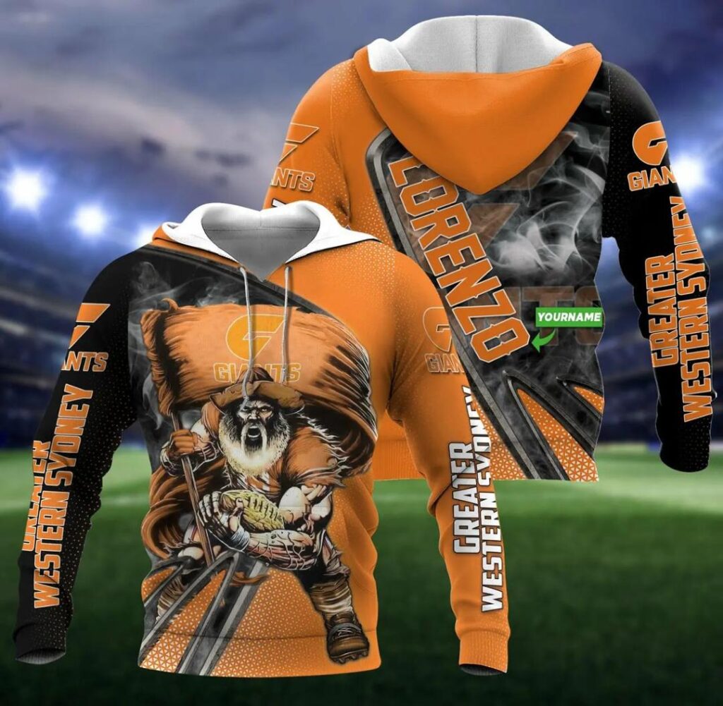 AFL Greater Western Sydney Giants Custom Name Orange Pullover Hoodie
