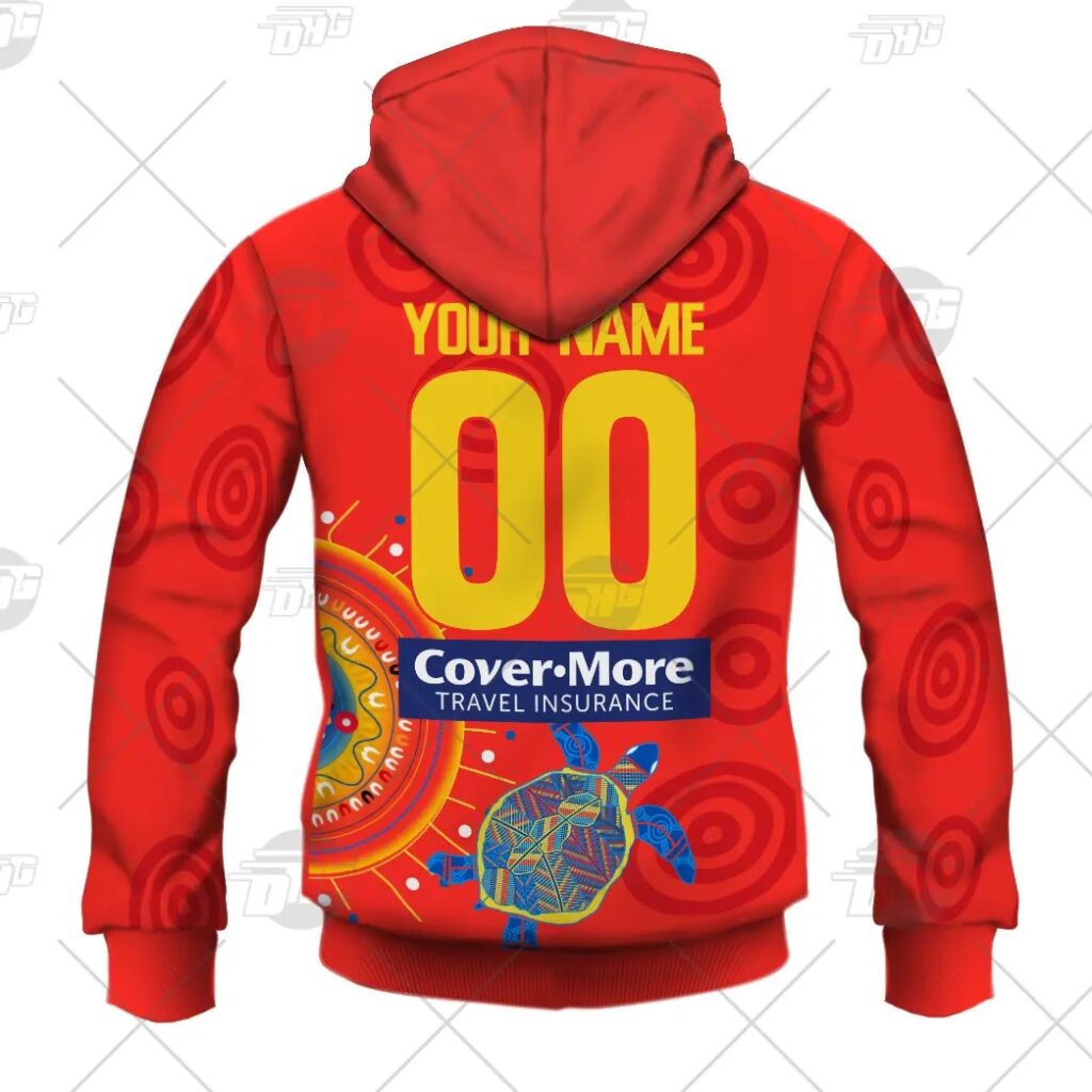 AFL Gold Coast Suns Custom Name Number 2021 Authentic Indigenous Guernsey Pullover Hoodie