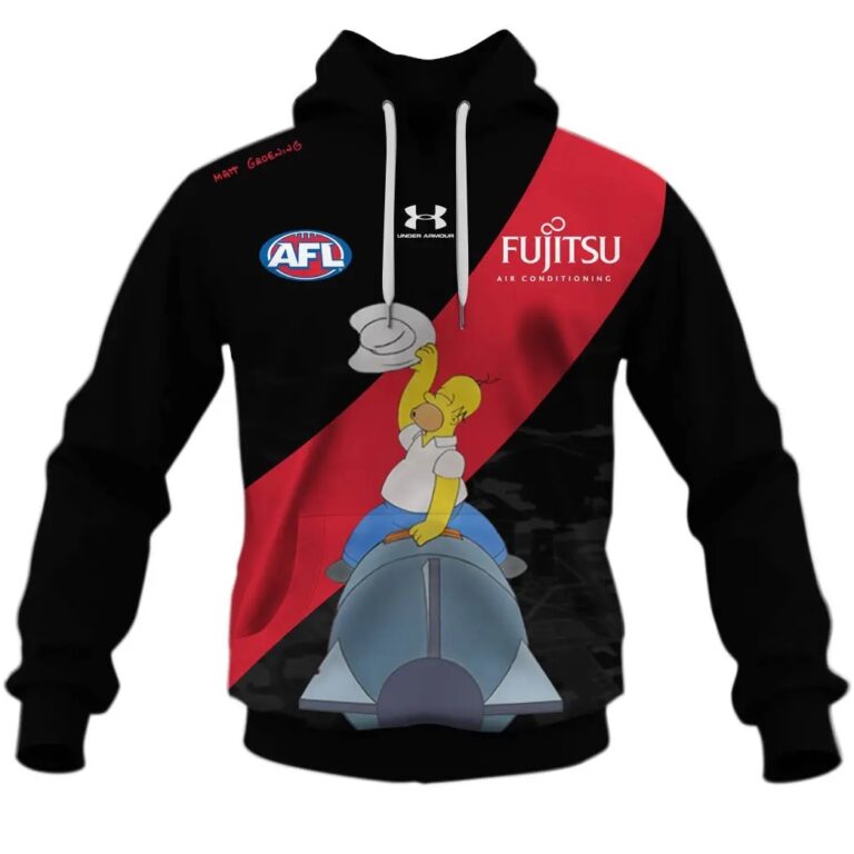 AFL Essendon Bombers Custom Name Number The Simpsons Guernsey Pullover Hoodie