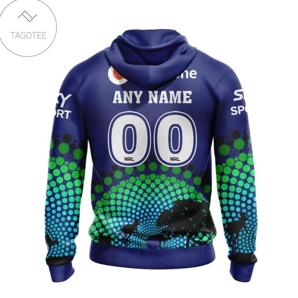 NRL New Zealand Warriors Custom Name Number Blue Pullover Hoodie