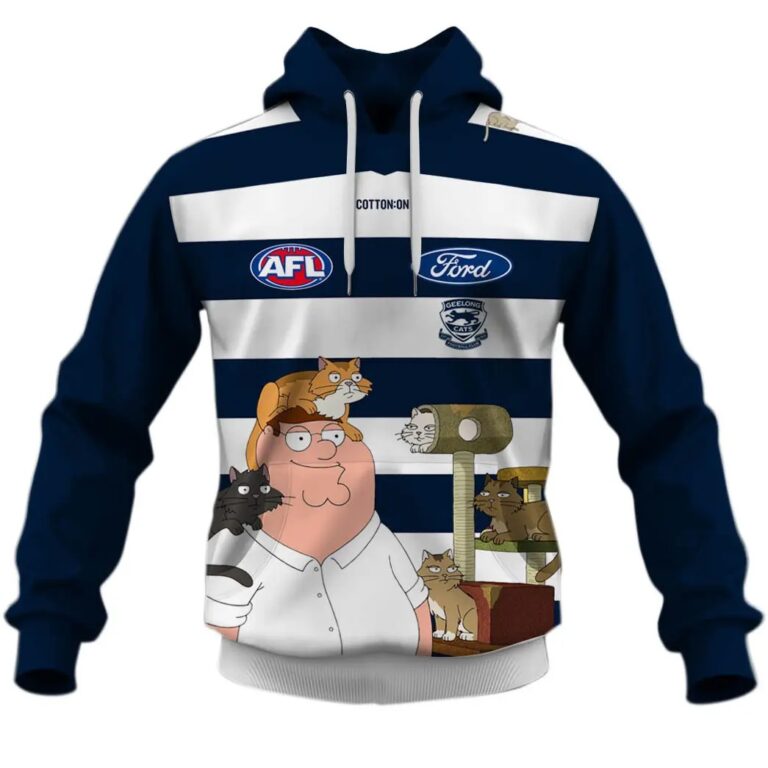 AFL Geelong Cats Custom Name Number Family Guy Pullover Hoodie