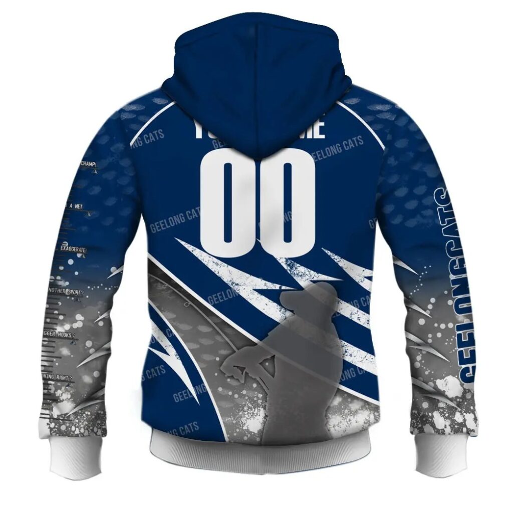 AFL Geelong Cats Custom Name Number Fishing Pullover Hoodie
