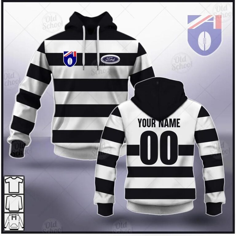 AFL Geelong Cats Custom Name Number Vintage Guernsey 1992 HERITAGE Pullover Hoodie