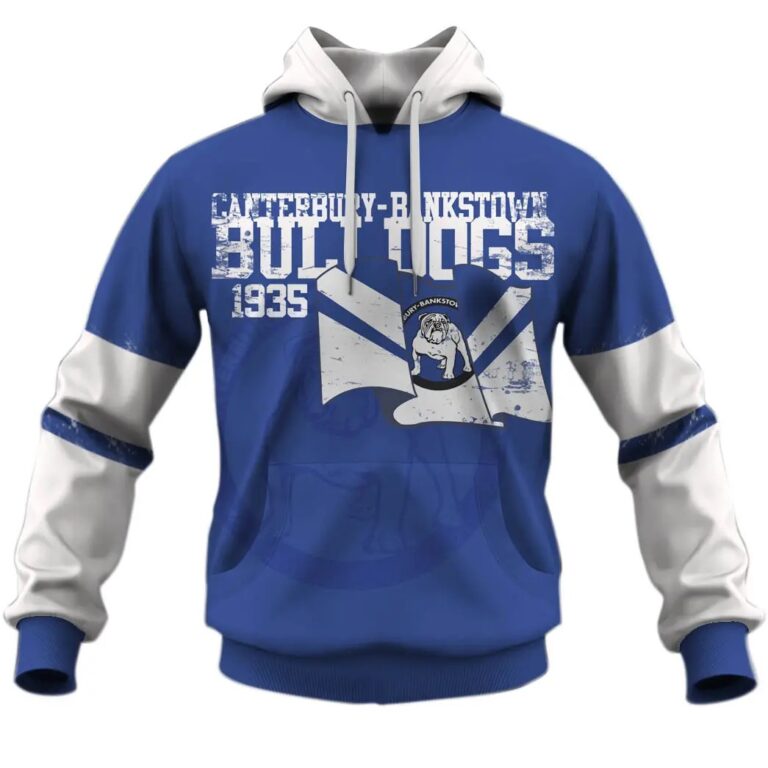 NRL Canterbury-Bankstown Bulldogs Custom Name Number Retro Flag Jerseys 1935 Pullover Hoodie