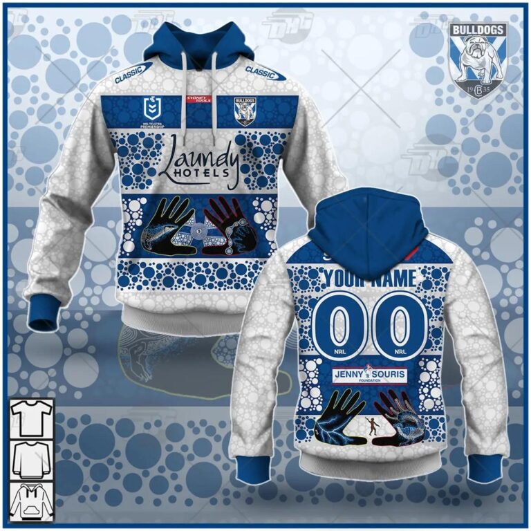 NRL Canterbury-Bankstown Bulldogs Custom Name Number On Field Indigenous Jersey 2021 Pullover Hoodie