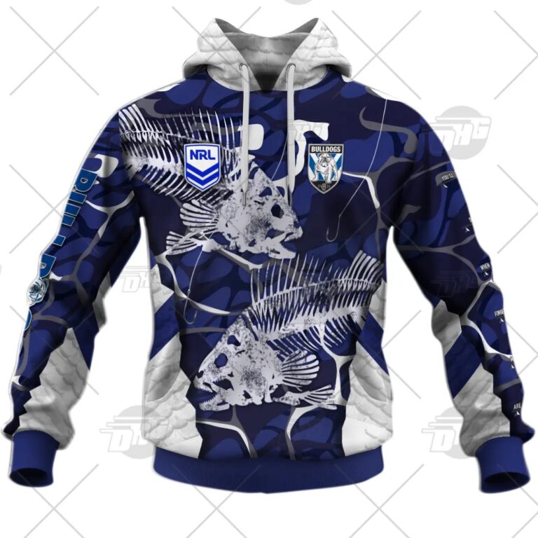 NRL Canterbury-Bankstown Bulldogs Custom Name Number 2021 Fishing Pullover Hoodie