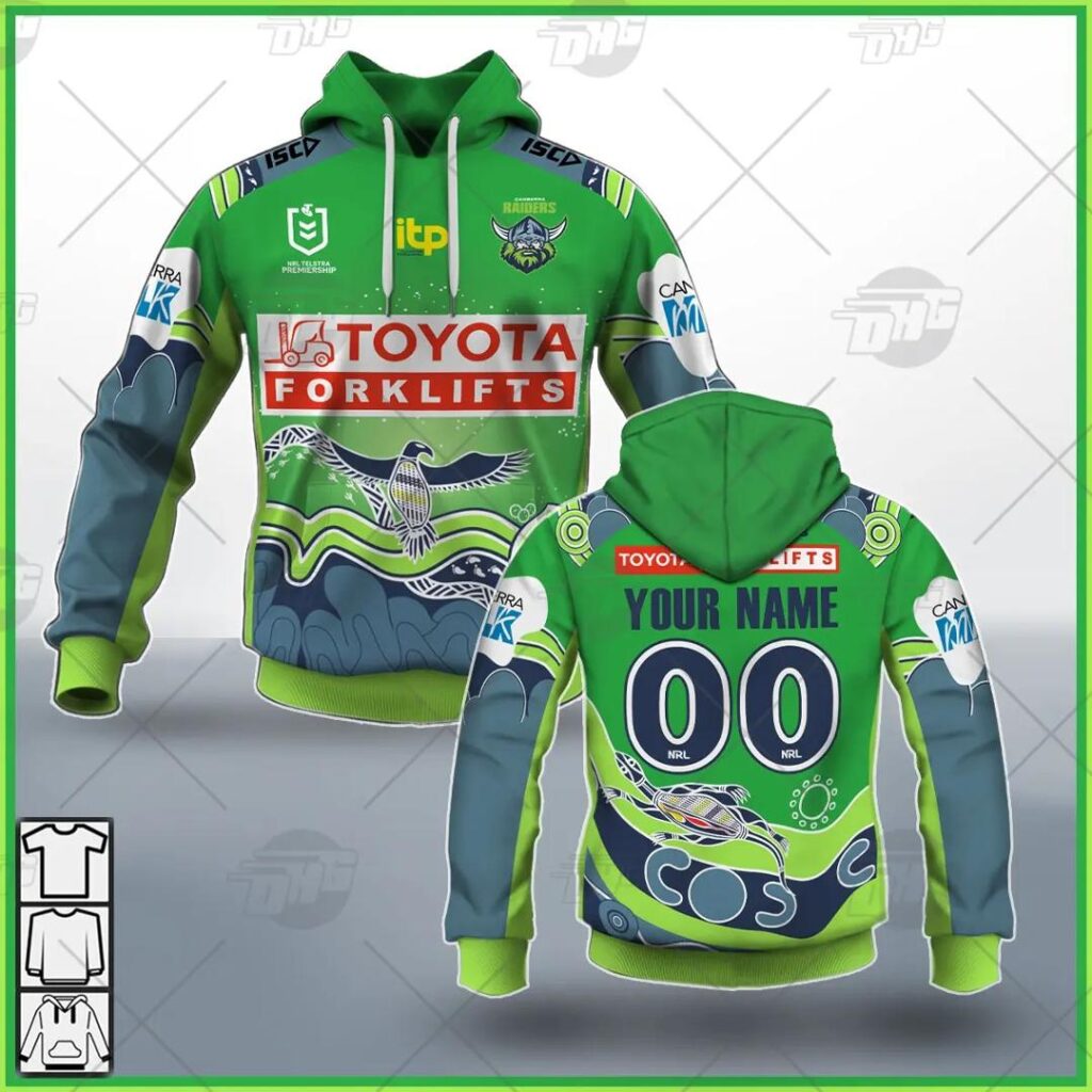 NRL Canberra Raiders Custom Name Number On Field Indigenous Jersey 2021 Pullover Hoodie