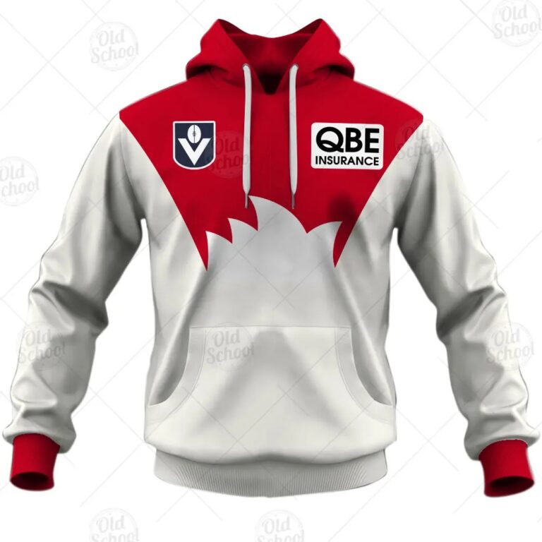 AFL Sydney Swans Custom Name Number Vintage Guernsey 1989 HERITAGE Pullover Hoodie