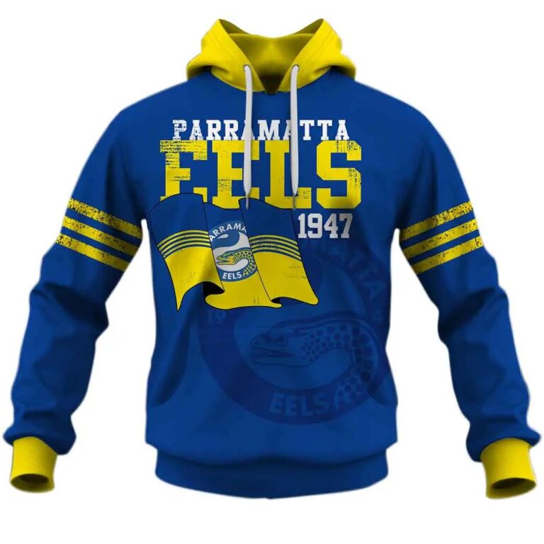NRL Parramatta Eels Custom Name Number Retro Flag Jerseys 1947 Pullover Hoodie