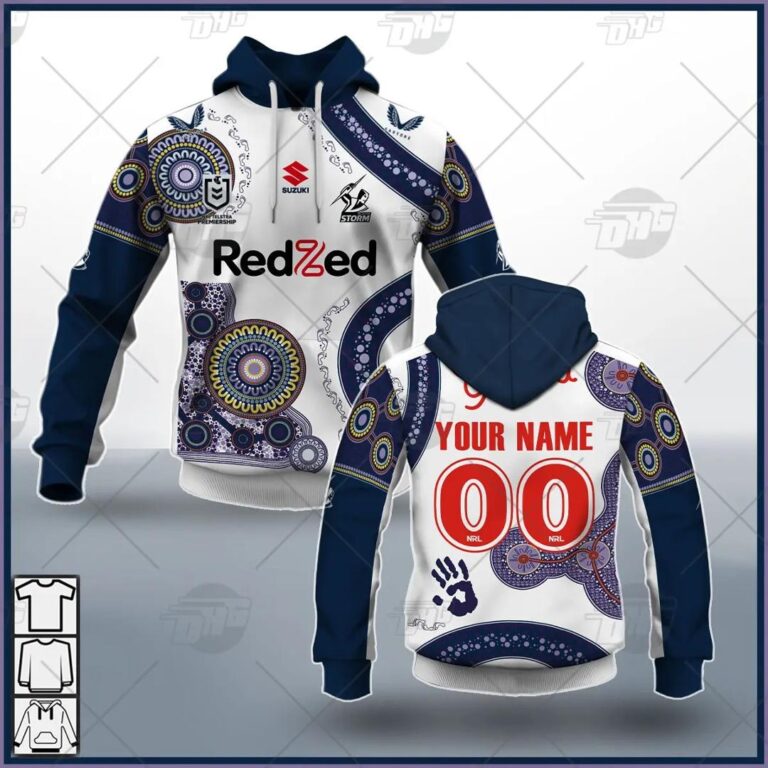 NRL Melbourne Storm Custom Name Number On Field Indigenous Jersey 2021 Pullover Hoodie