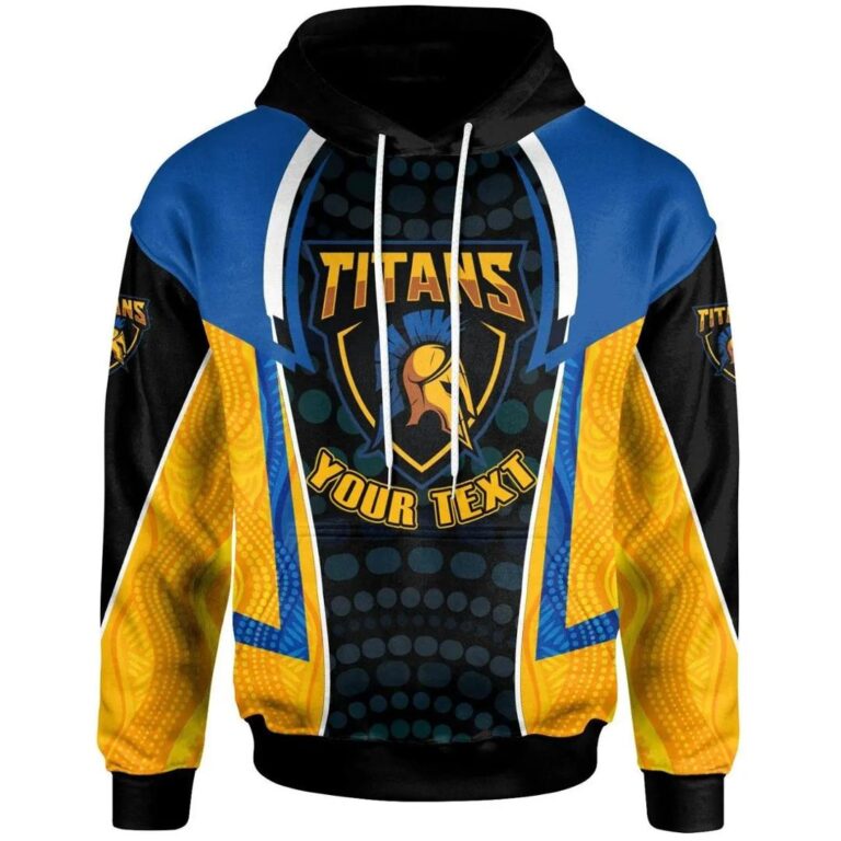 NRL Gold Coast Titans Custom Name Yellow Orange Pullover Hoodie