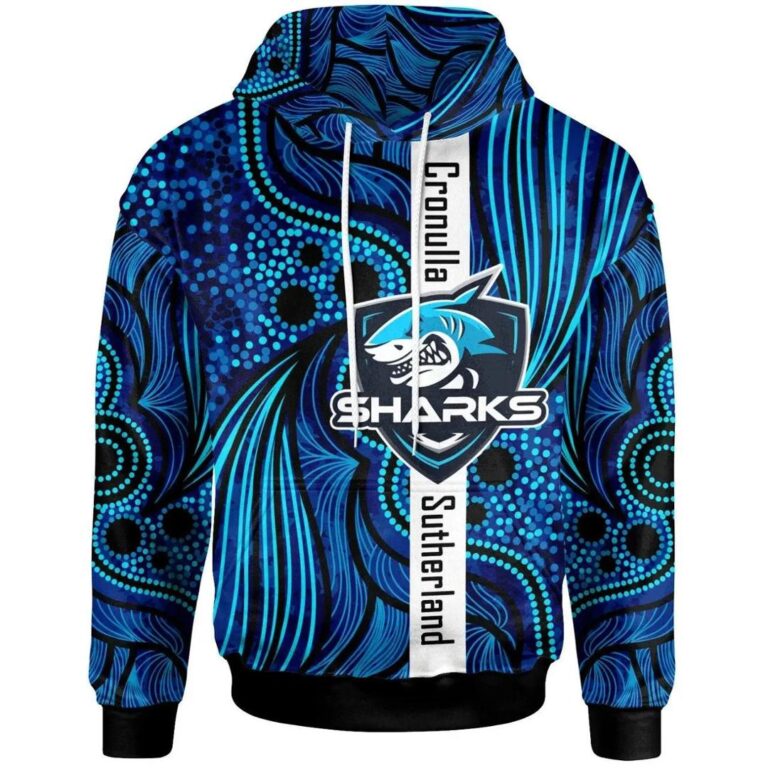 NRL Cronulla-Sutherland Sharks Custom Name Aboriginal Pullover Hoodie