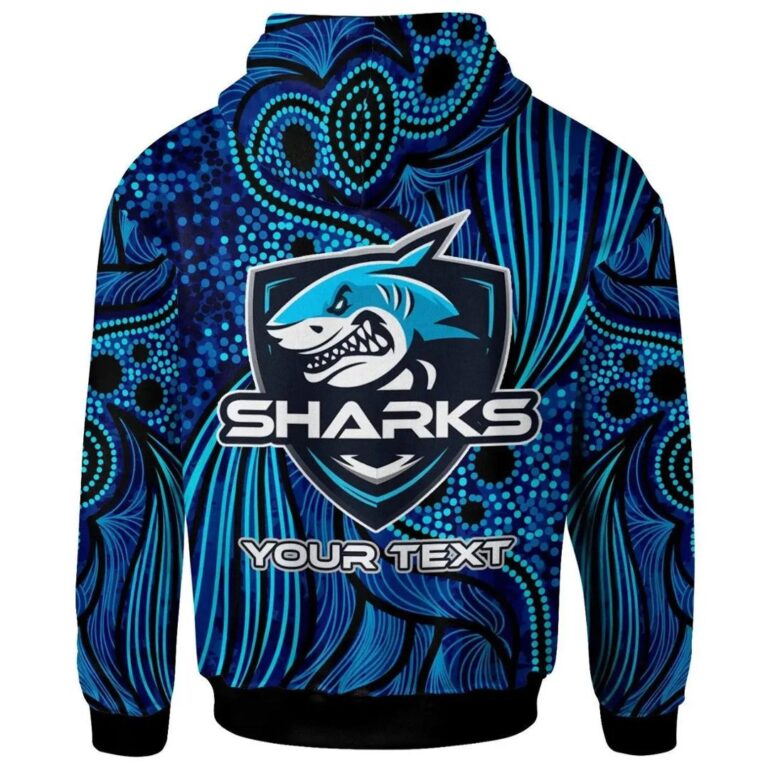 NRL Cronulla-Sutherland Sharks Custom Name Aboriginal Pullover Hoodie