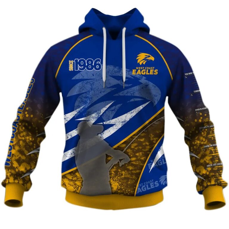 AFL West Coast Eagles Custom Name Number Fishing Shirts Pullover Hoodie