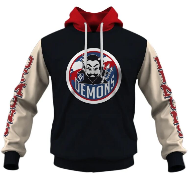 AFL Melbourne Demons Custom Name Number Vintage Retro Pullover Hoodie