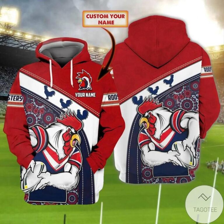NRL Sydney Roosters Custom Name Red Pullover Hoodie