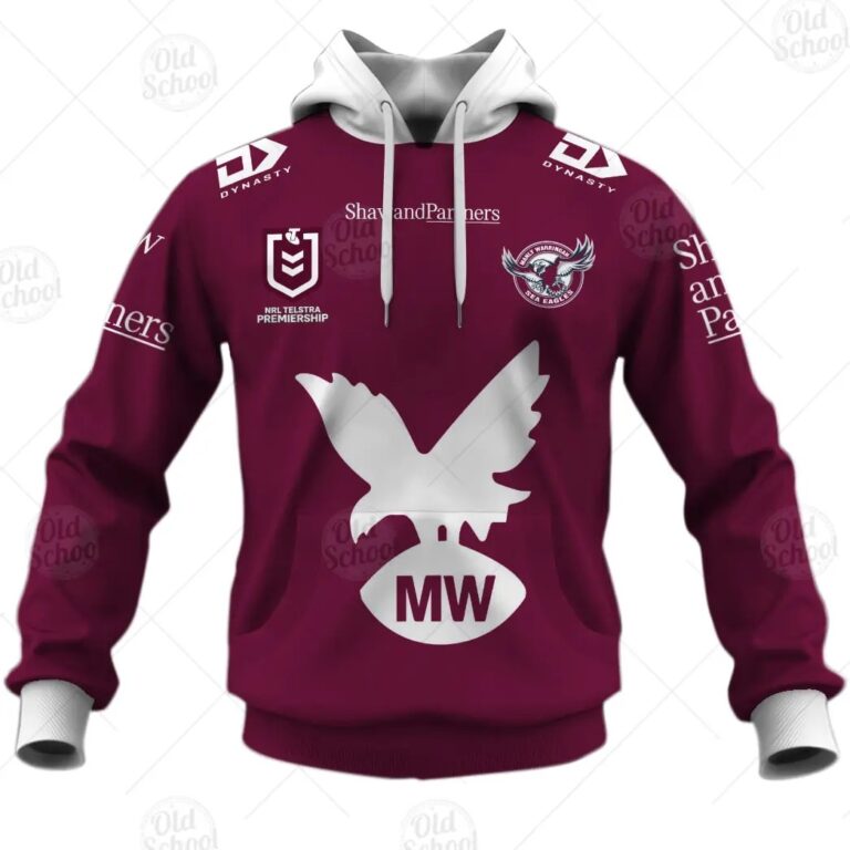 NRL Manly Warringah Sea Eagles Custom Name Number 2021 Heritage Pullover Hoodie
