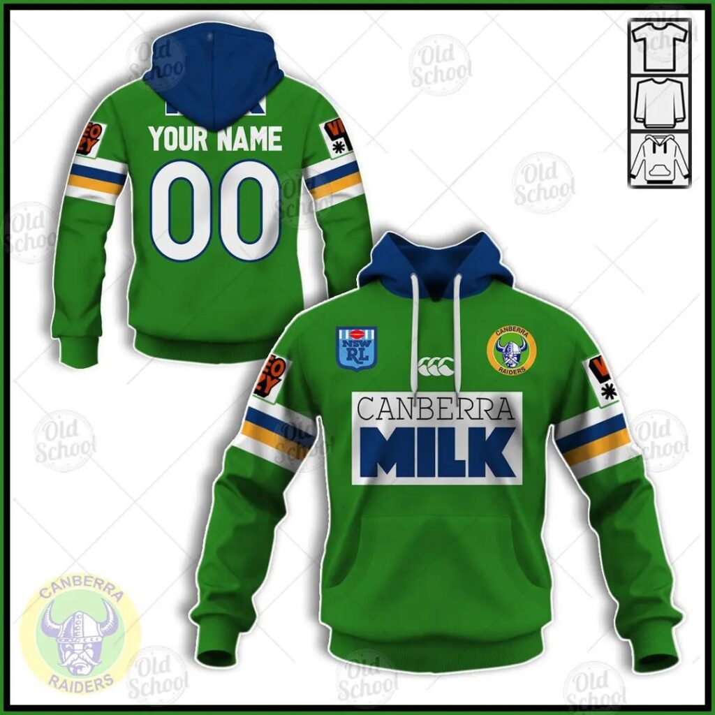 NRL Canberra Raiders Custom Name Number 1994 Vintage Pullover Hoodie