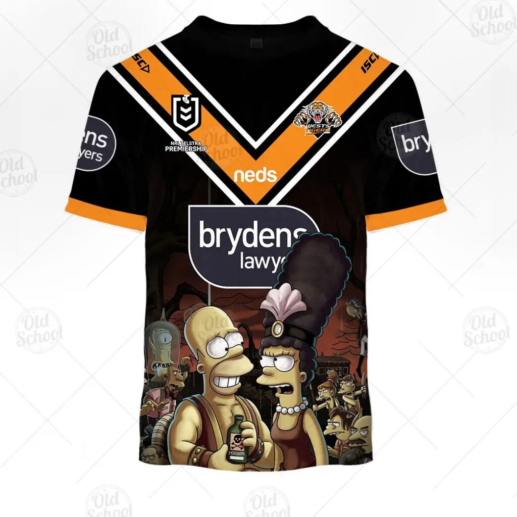NRL Wests Tigers Custom Name Number x The Simpsons 2020 Halloween Jersey T-Shirt