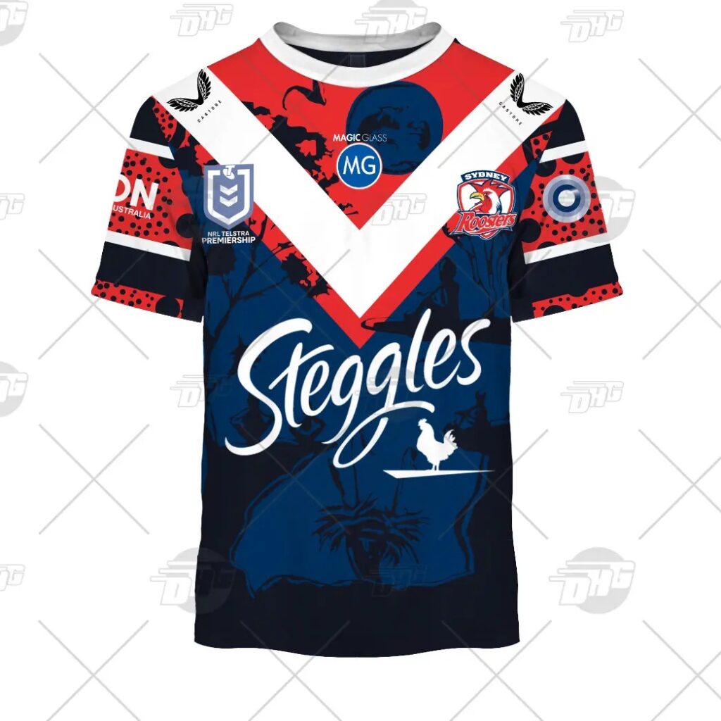 NRL Sydney Roosters Custom Name Number 2021 On Field Indigenous Jersey T-Shirt