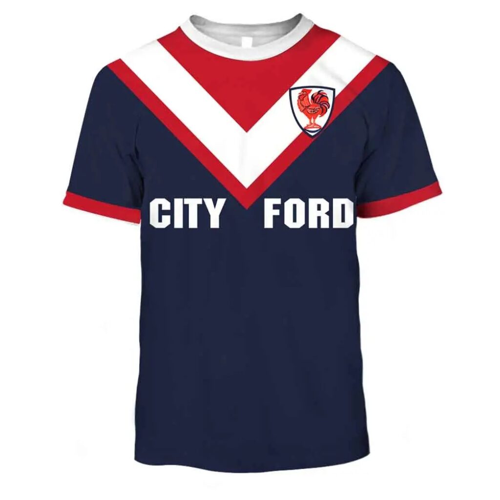 NRL Sydney Roosters Custom Name Number 1976 Vintage Retro Jersey T-Shirt