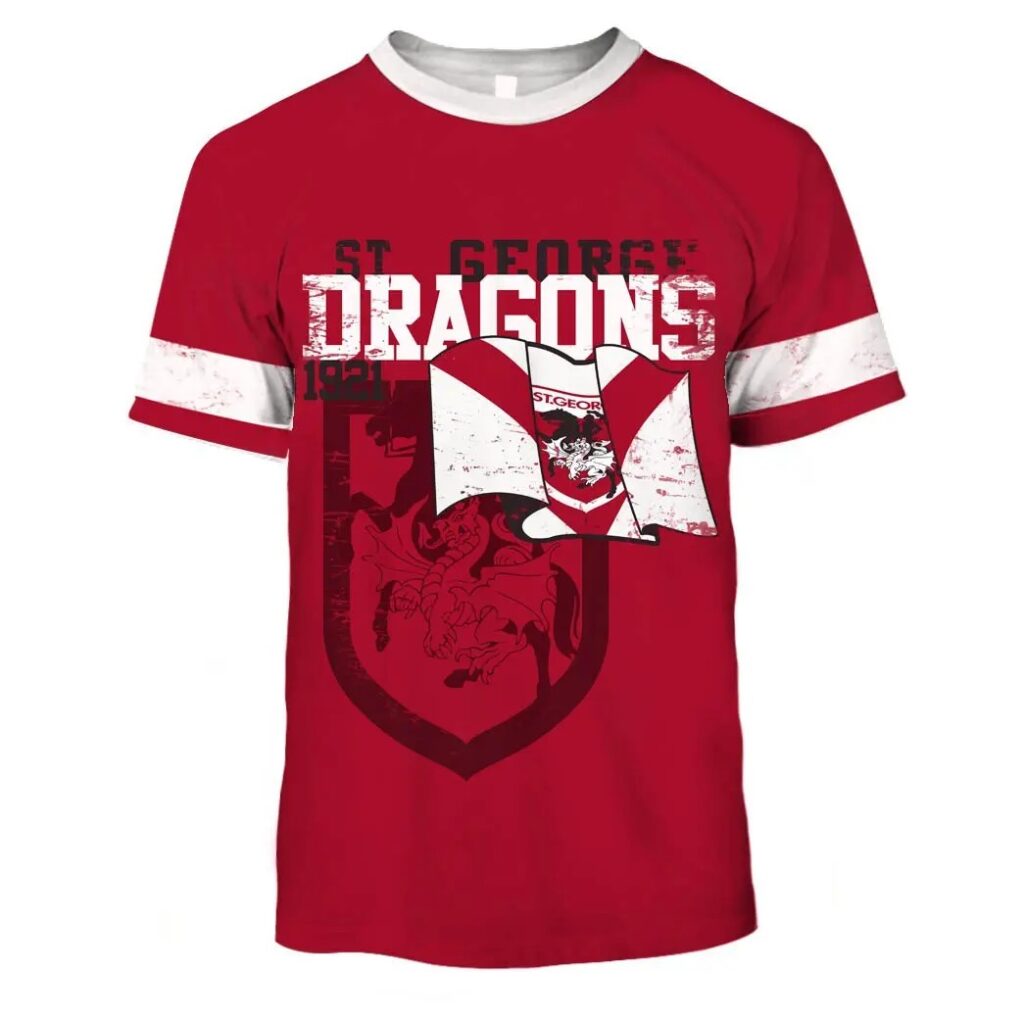 NRL St. George Illawarra Dragons Custom Name Number Retro 1921 Jersey T-Shirt