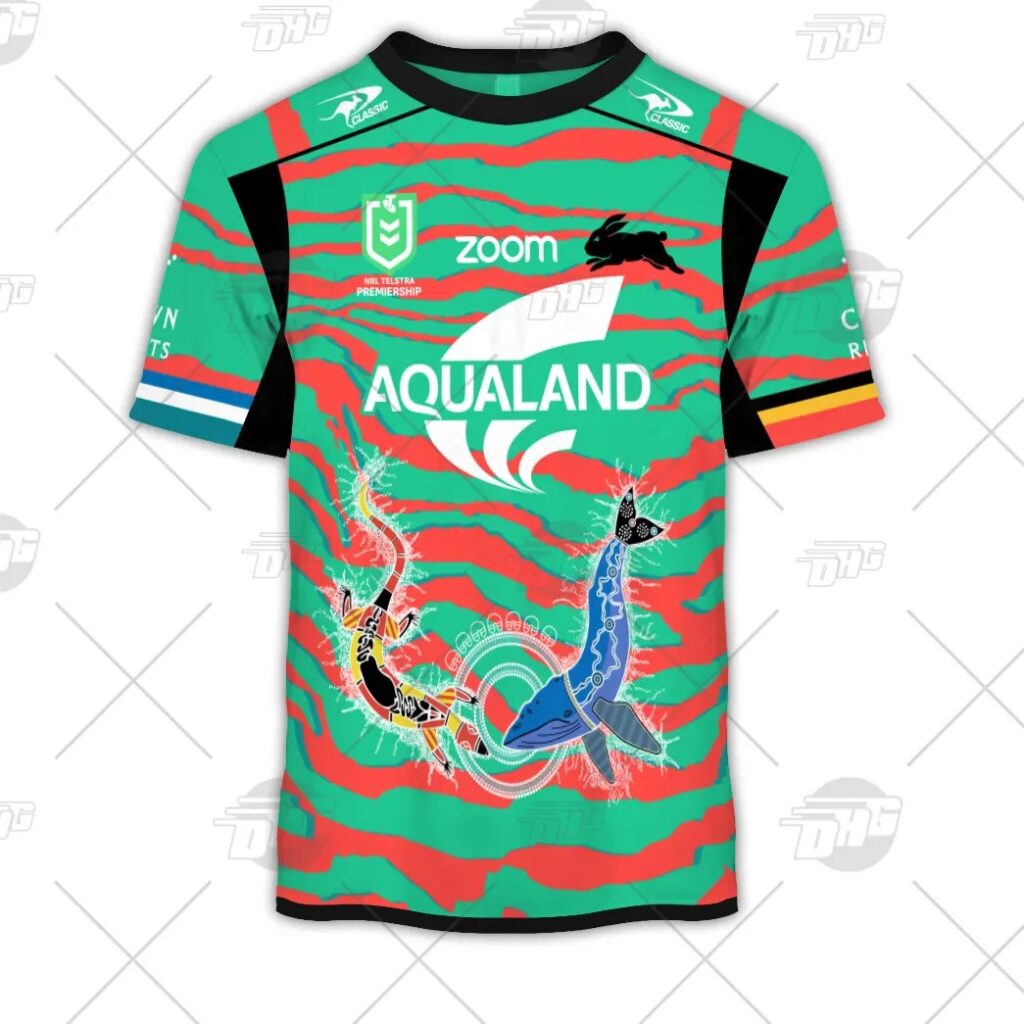 NRL South Sydney Rabbitohs Custom Name Number 2021 On Field Indigenous Jersey T-Shirt