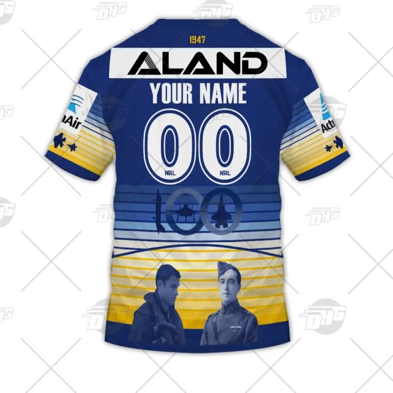 NRL Parramatta Eels Custom Name Number 2021 ANZAC RAAF 100 Jersey T-Shirt