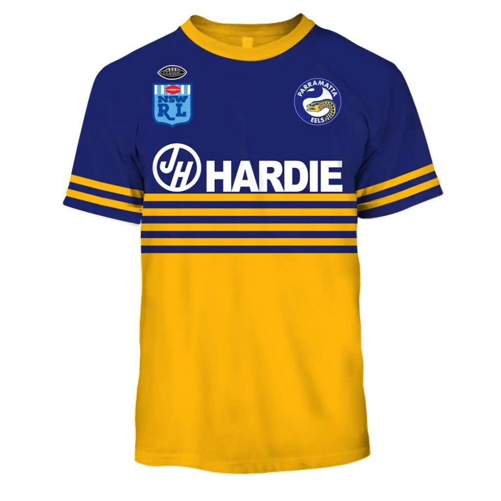 NRL Parramatta Eels Custom Name Number 1986 Vintage Retro Jersey T-Shirt
