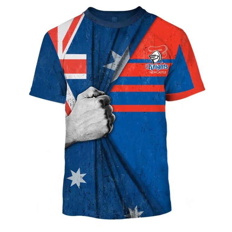 NRL Newcastle Knights Custom Name Number Australian Flag Jersey T-Shirt