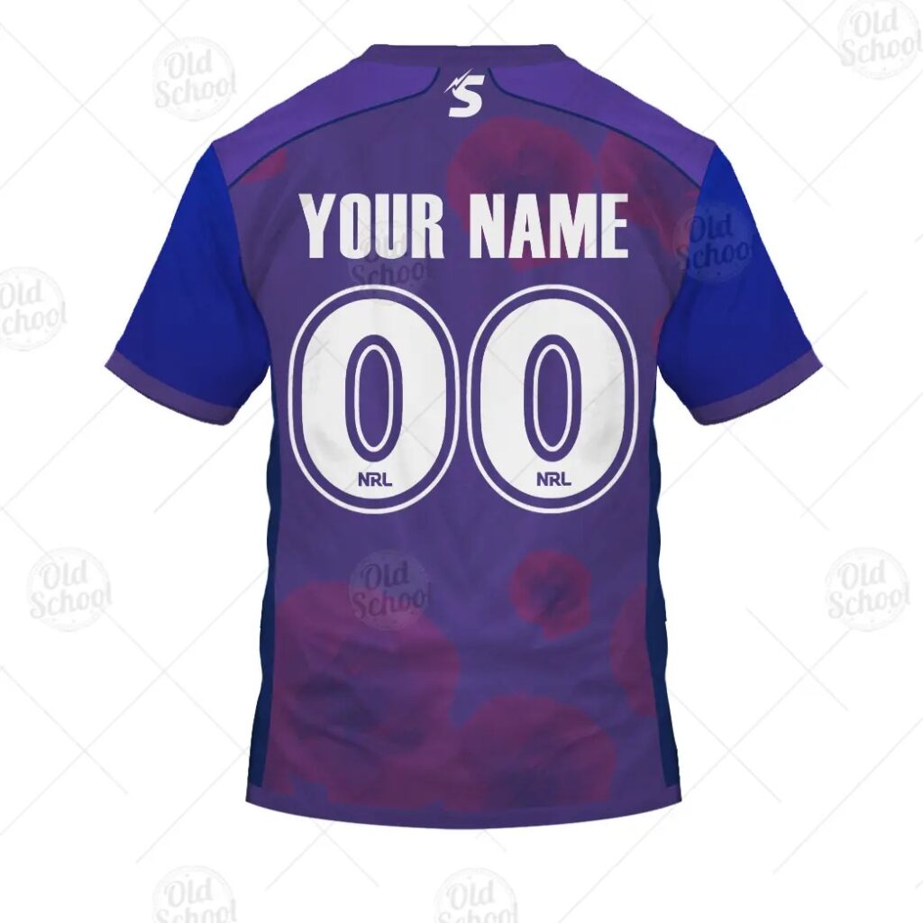 NRL Melbourne Storm Custom Name Number 2021 ANZAC Jersey T-Shirt