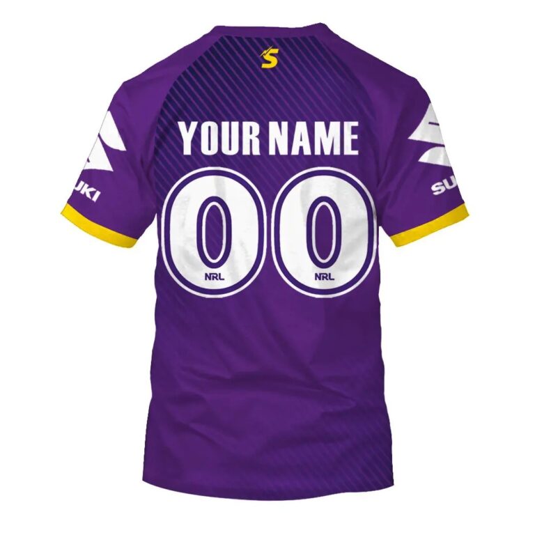 NRL Melbourne Storm Custom Name Number 2020 Purple Training Jersey T-Shirt