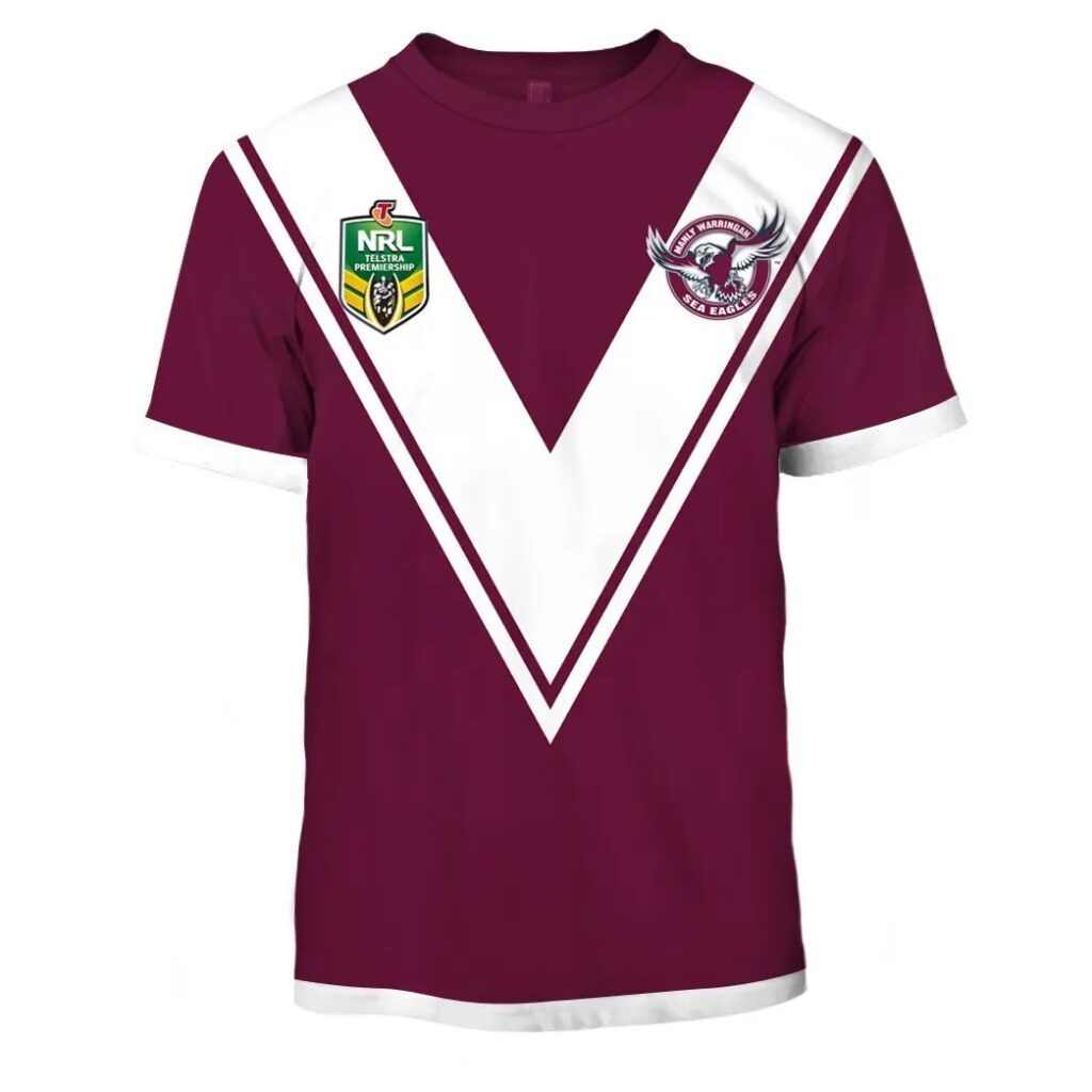 NRL Manly Warringah Sea Eagles Custom Name Number Vintage 1998 Jersey T-Shirt