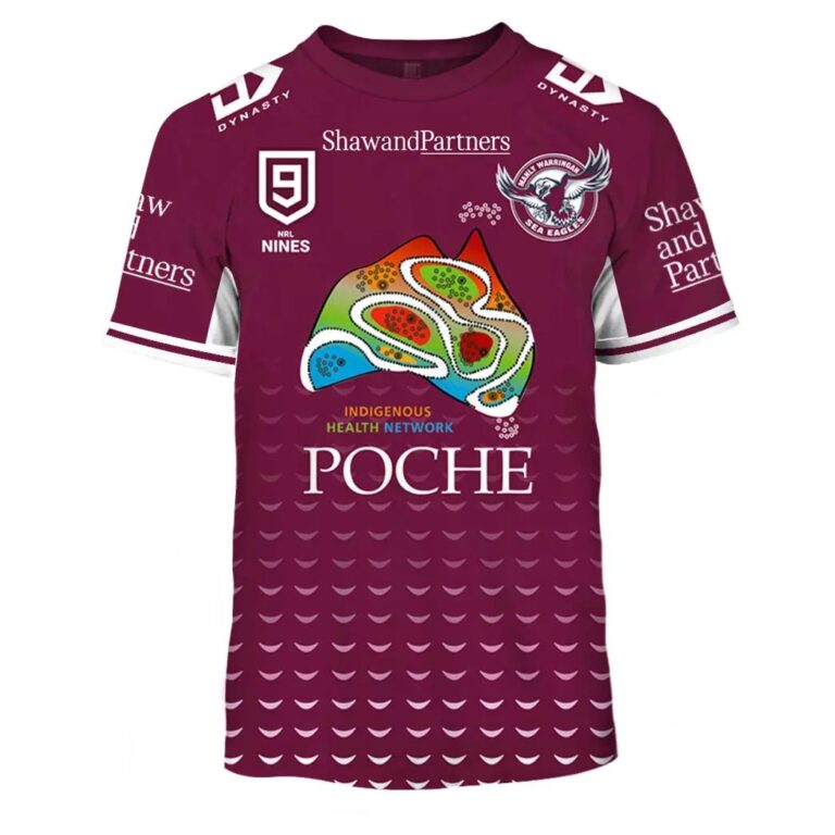 NRL Manly Warringah Sea Eagles Custom Name Number NRL Nines 2020 Jersey T-Shirt