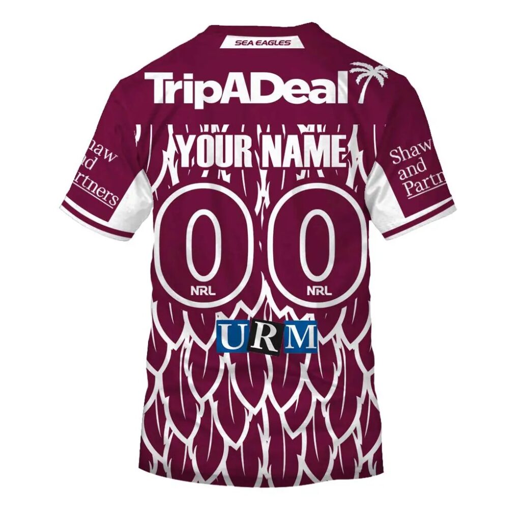 NRL Manly Warringah Sea Eagles Custom Name Number NRL Nines 2020 Jersey T-Shirt