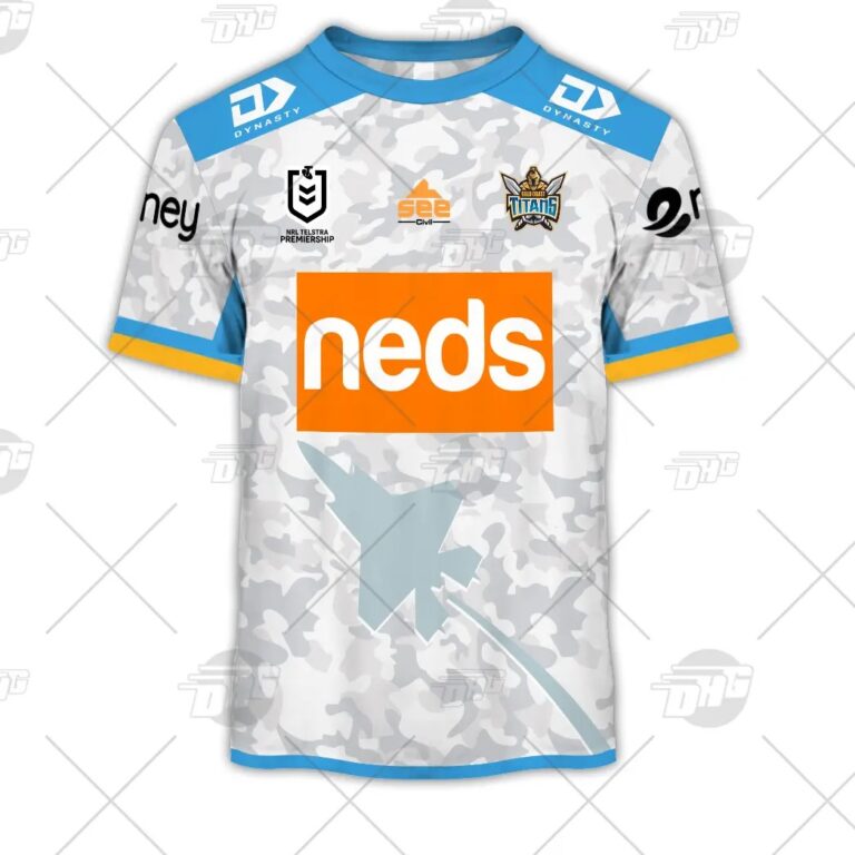 NRL Gold Coast Titans Custom Name Number 2021 ANZAC Jersey T-Shirt