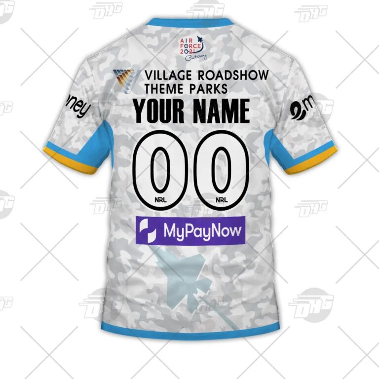 NRL Gold Coast Titans Custom Name Number 2021 ANZAC Jersey T-Shirt