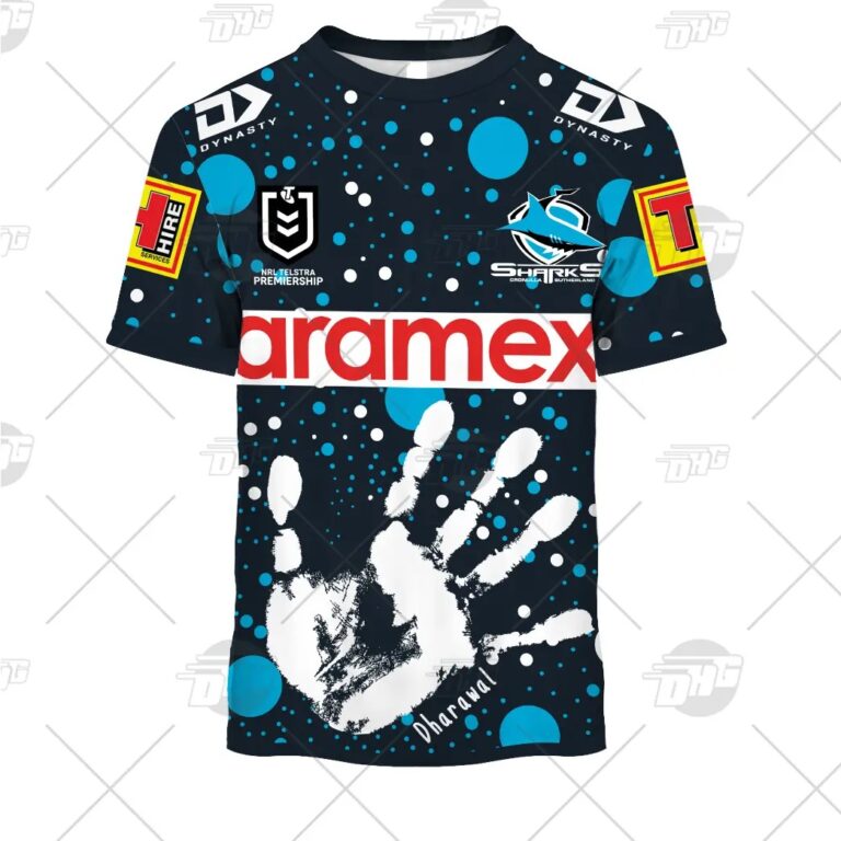 NRL Cronulla-Sutherland Sharks Custom Name Number On Field Indigenous Jersey T-Shirt