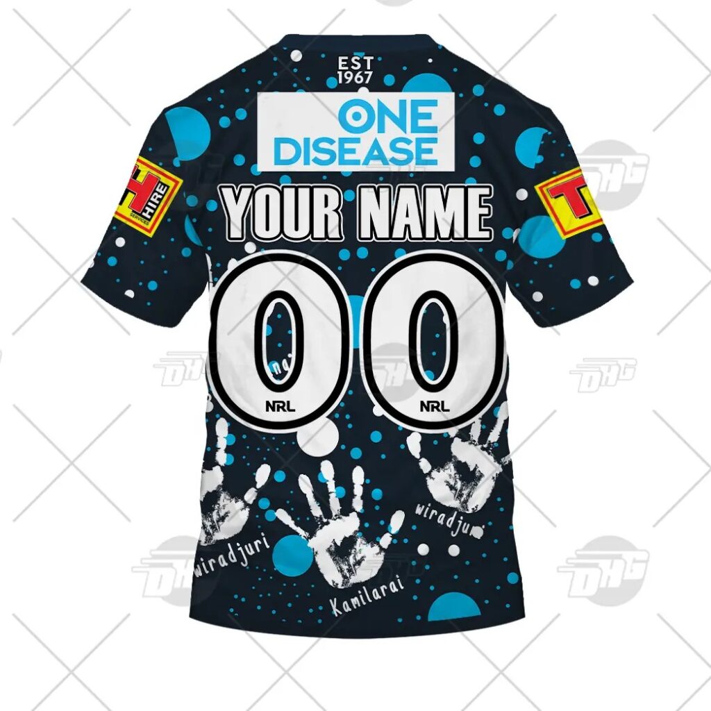 NRL Cronulla-Sutherland Sharks Custom Name Number On Field Indigenous Jersey T-Shirt