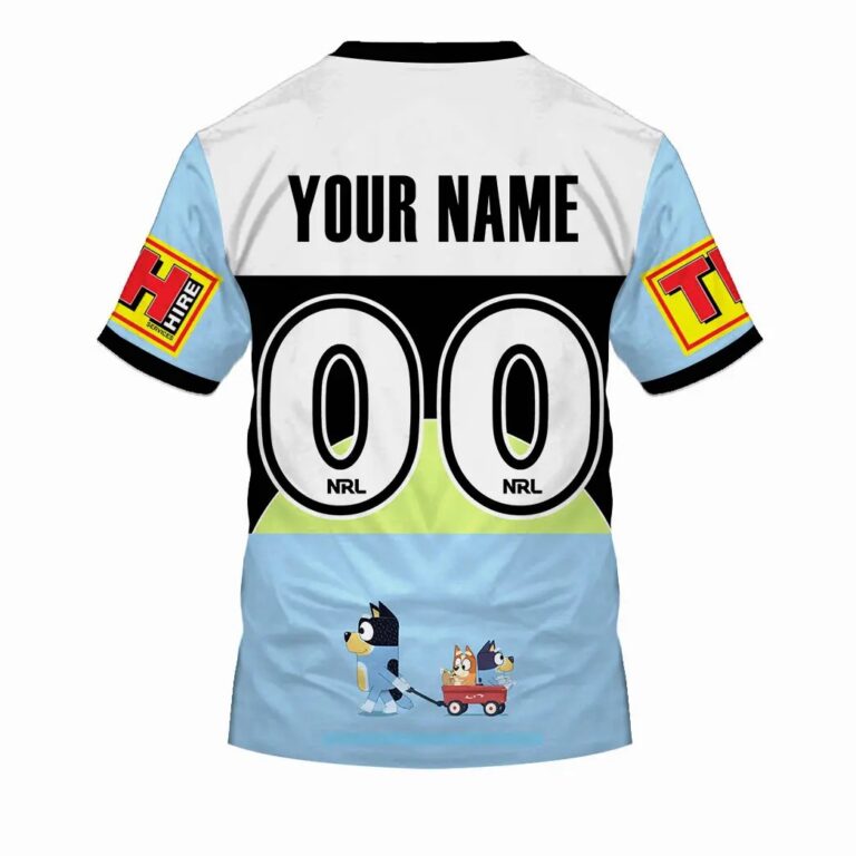 NRL Cronulla-Sutherland Sharks Custom Name Number x Bluey Jersey T-Shirt