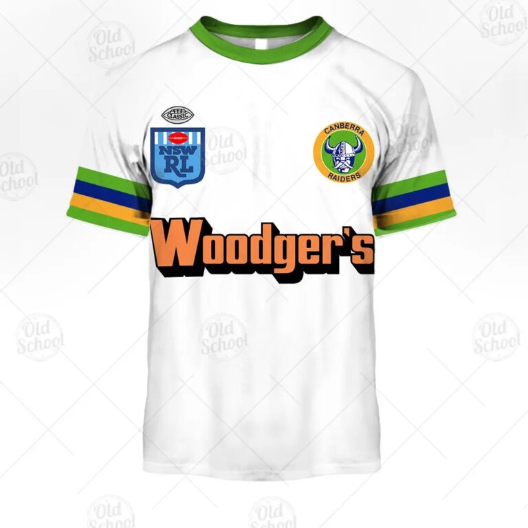 NRL Canberra Raiders Custom Name Number 1989 Away Vintage Retro Jersey T-Shirt