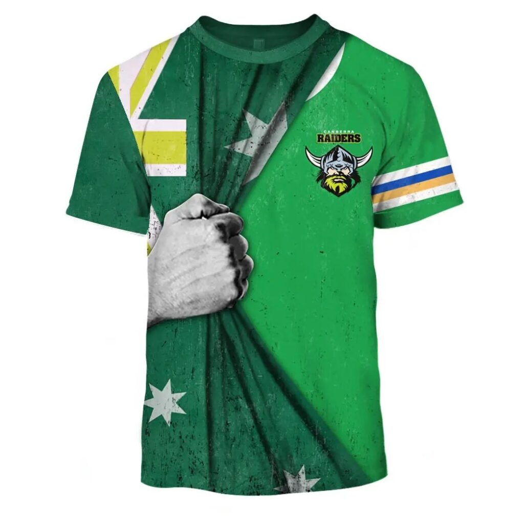 NRL Canberra Raiders Custom Name Number Australia Flag Jersey T-Shirt