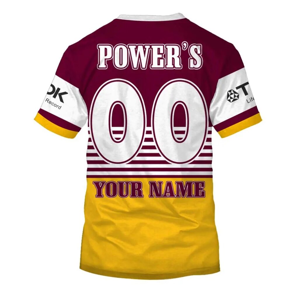 NRL Brisbane Broncos Custom Name Number 1992 Retro Jersey T-Shirt