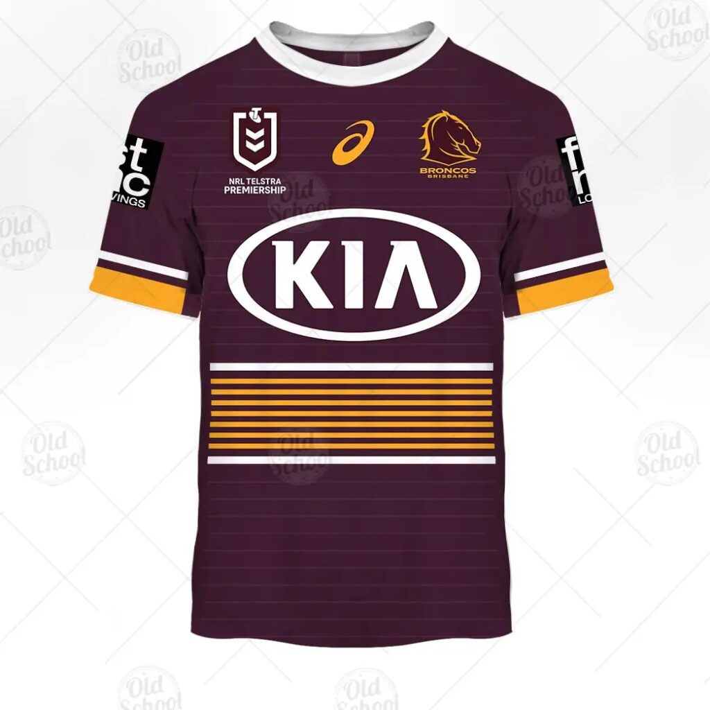 NRL Brisbane Broncos Custom Name Number 2021 Home Jersey T-Shirt