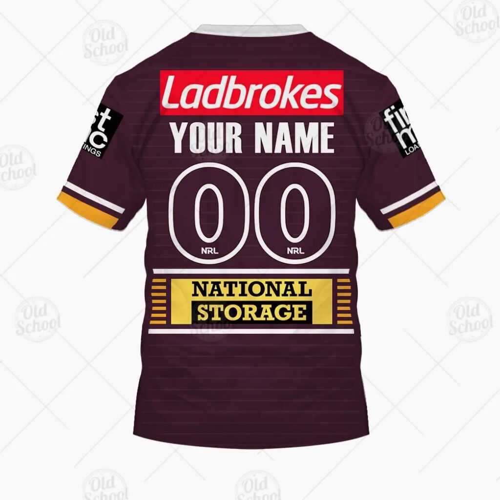 NRL Brisbane Broncos Custom Name Number 2021 Home Jersey T-Shirt