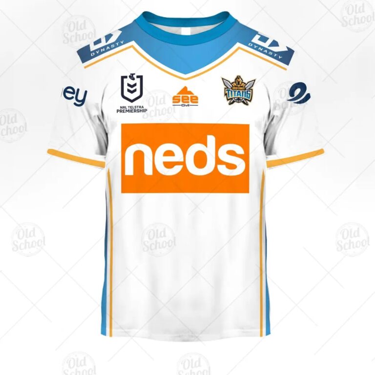 NRL Gold Coast Titans Custom Name Number 2021 Away Jersey T-Shirt